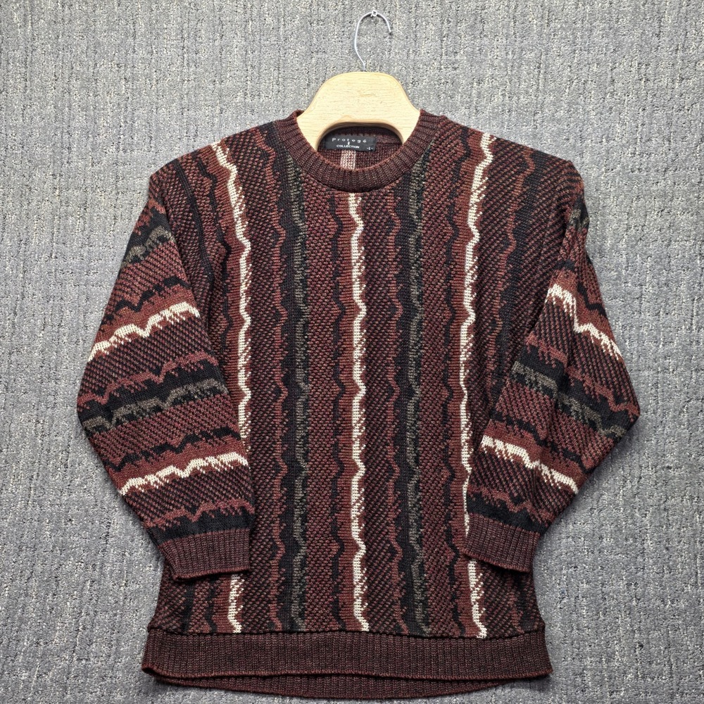 Vintage Protege Collection Sweater‎ Men L Made USA 3D Textured Knit Abstract 90s